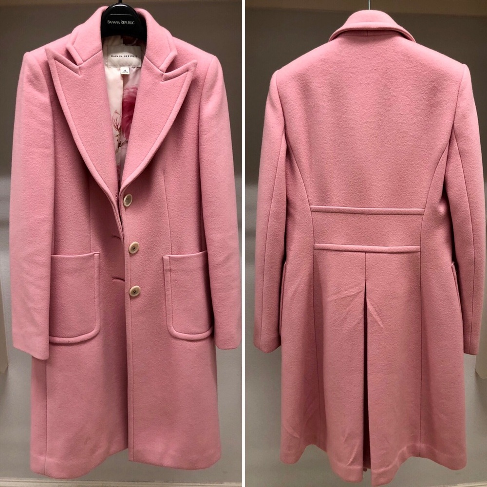 Pink Banana Republic Long Wool Coat Size XS